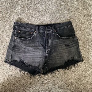 Aritzia Black Jean Shorts with Frayed Hem
